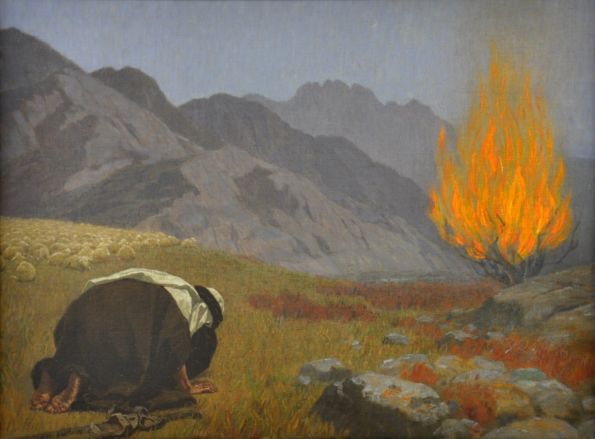 Moses ved den brændende tornebusk (Gebhard Fugel, ca. 1920). Rudolf Otto var stærkt præget af den bibelske fremstilling af Gud i sin begrebsliggørelse af 'det hellige' som det radikalt andet, das 'Ganz Anders'. Men i mange animistiske kosmologier er det hellige ikke radikalt adskilt fra verden, men indgår i en nær relation, ofte en slægtsrelation